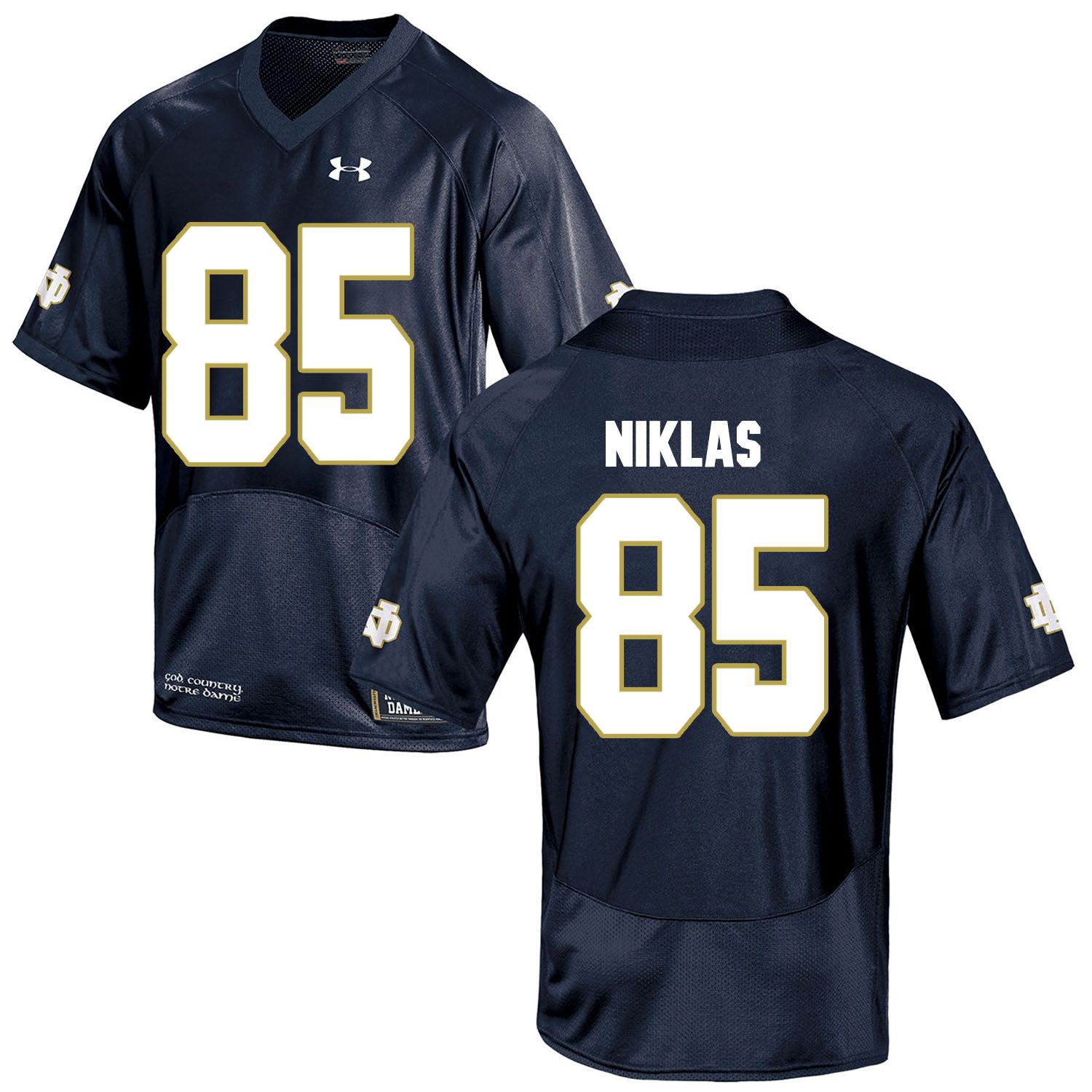 Men Norte Dame Fighting Irish #85 Niklas Navy Blue Customized NCAA Jerseys